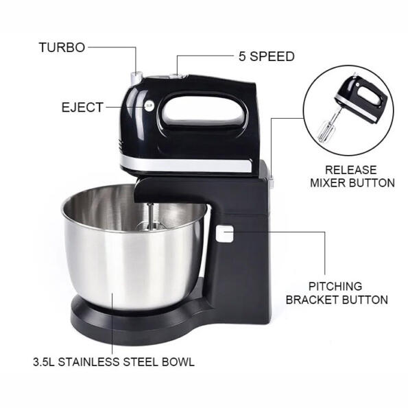 3.5 Quart Electric Stand Mixer with Dough Hook HM6662 5 - YLD™