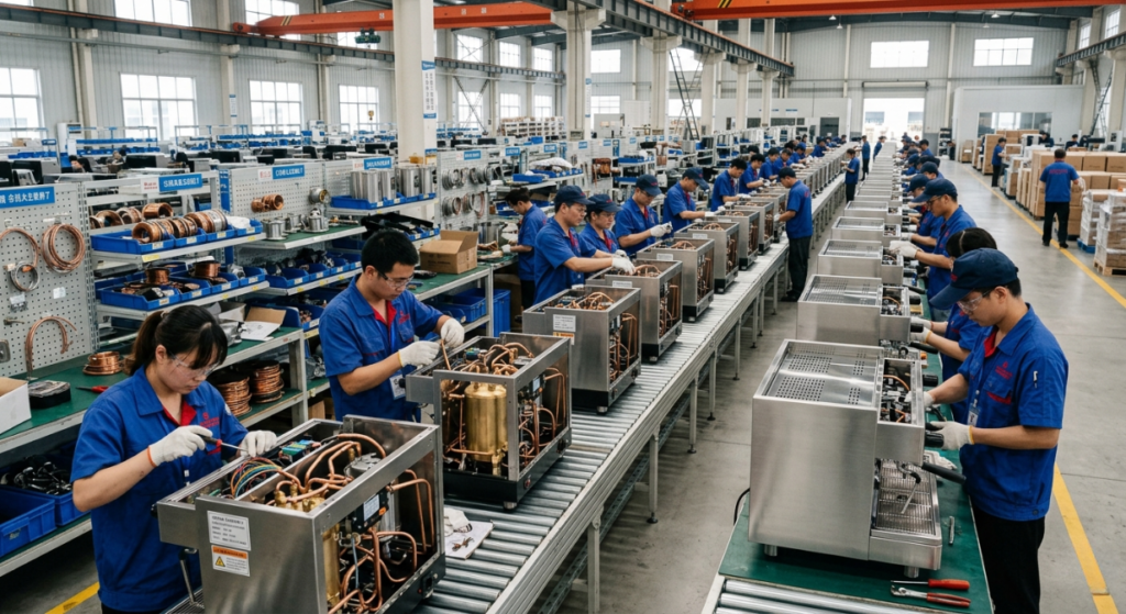 How to Choose a Reliable Commercial Espresso Machine Supplier in China? 3 espresso machine manufacturer in China production and assembly process