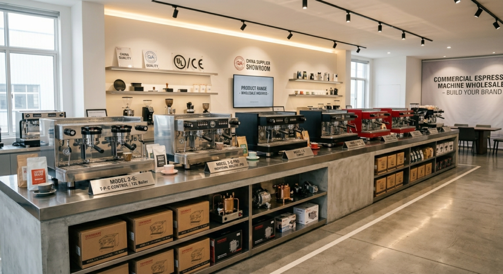 How to Choose a Reliable Commercial Espresso Machine Supplier in China? 8 commercial espresso machine supplier for wholesale buyers product range display