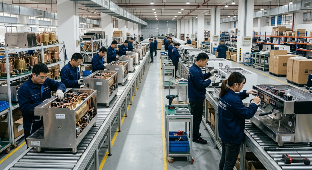 How to Choose a Reliable Commercial Espresso Machine Supplier in China? 3 commercial espresso machine supplier in China factory production line