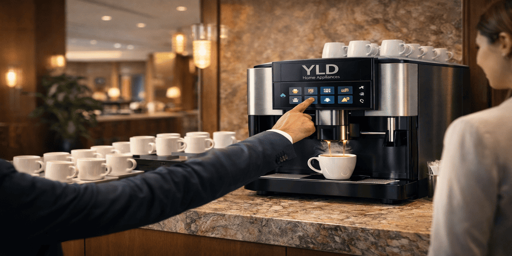 Fully Automatic Espresso Coffee Machine: Is It Worth It for Your Business in 2026? 4 Fully automatic espresso machine in hotel self service coffee station with premium interior setup