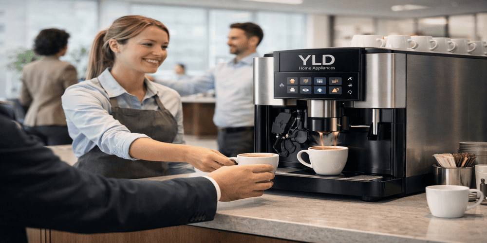 Fully Automatic Espresso Coffee Machine: Is It Worth It for Your Business in 2026? 3 Fully automatic espresso machine used in busy commercial environment with staff serving customers