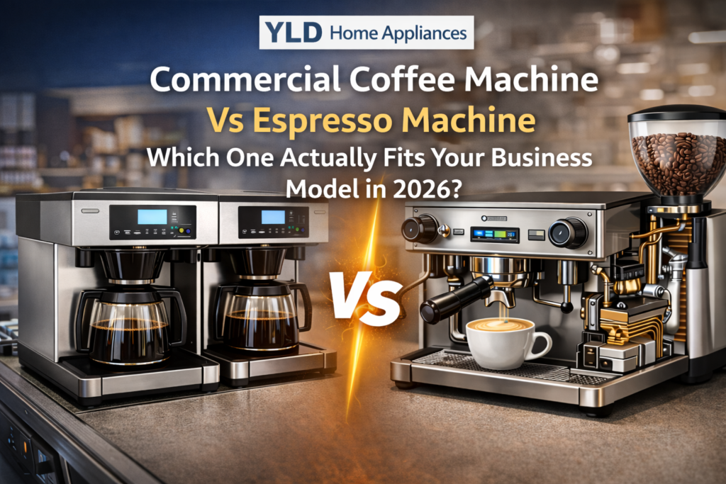 Commercial Coffee Machine Vs Espresso Machine: Which One Actually Fits Your Business Model in 2026? 2 commercial coffee machine vs espresso machine business comparison guide 2026 YLD Home Appliances