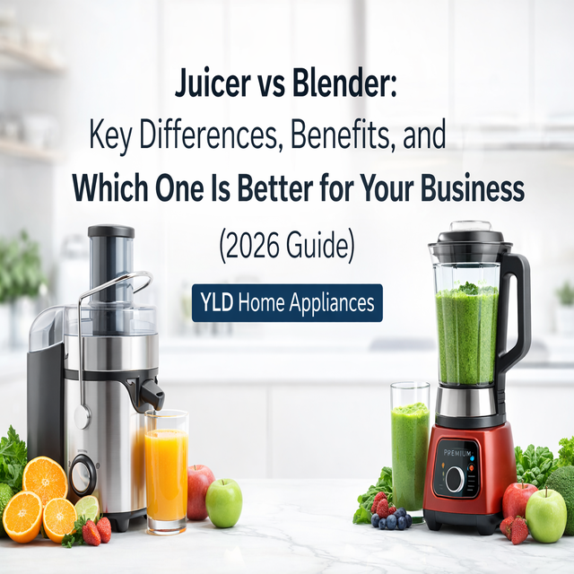 Juicer Vs Blender: Key Differences, Benefits, and Which One Is Better for Your Business (2026 Guide) 1 juicer vs blender comparison cover image YLD Home Appliances
