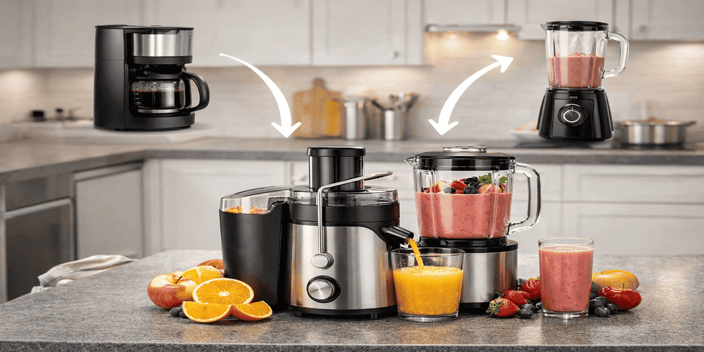 Juicer Blender Manufacturer: OEM Combo Appliances for Wholesale Buyers 2 space saving juicer blender combo appliance modern kitchen