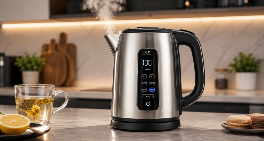 How to Source Wholesale Electric Kettles from China: Step-by-Step Buying Guide (2026) 3 Smart electric kettle with LED temperature display in modern kitchen