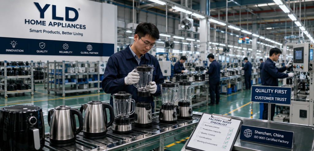Kitchen appliance manufacturer verification and factory audit process